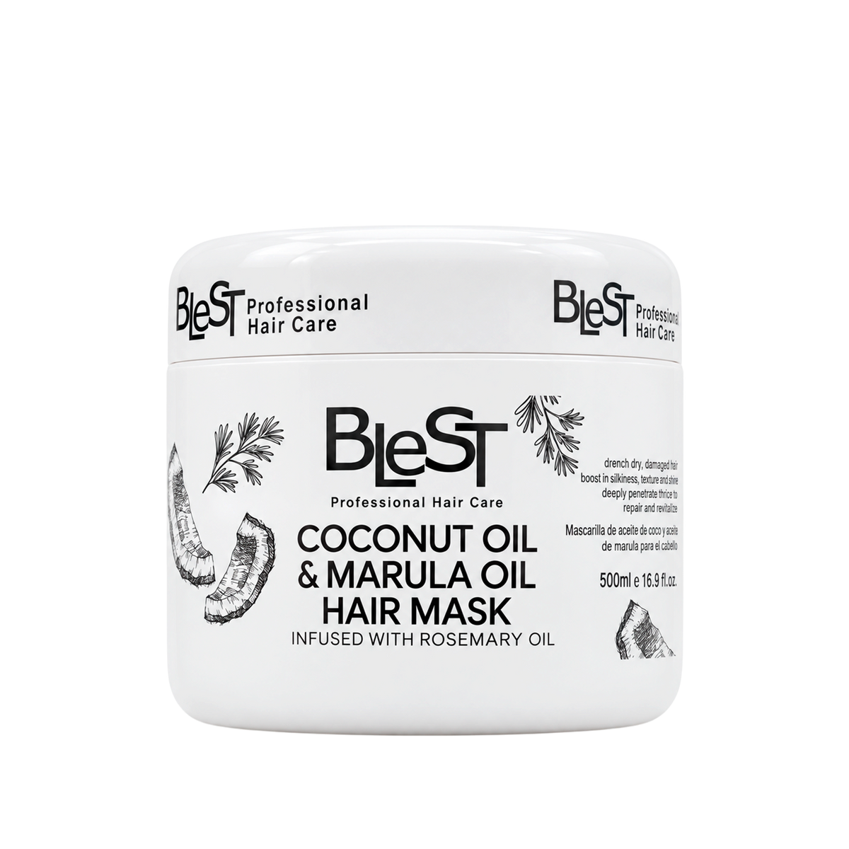 BLEST Coconut & Marula Oil Hair Mask – Deep Conditioning, 500 ml