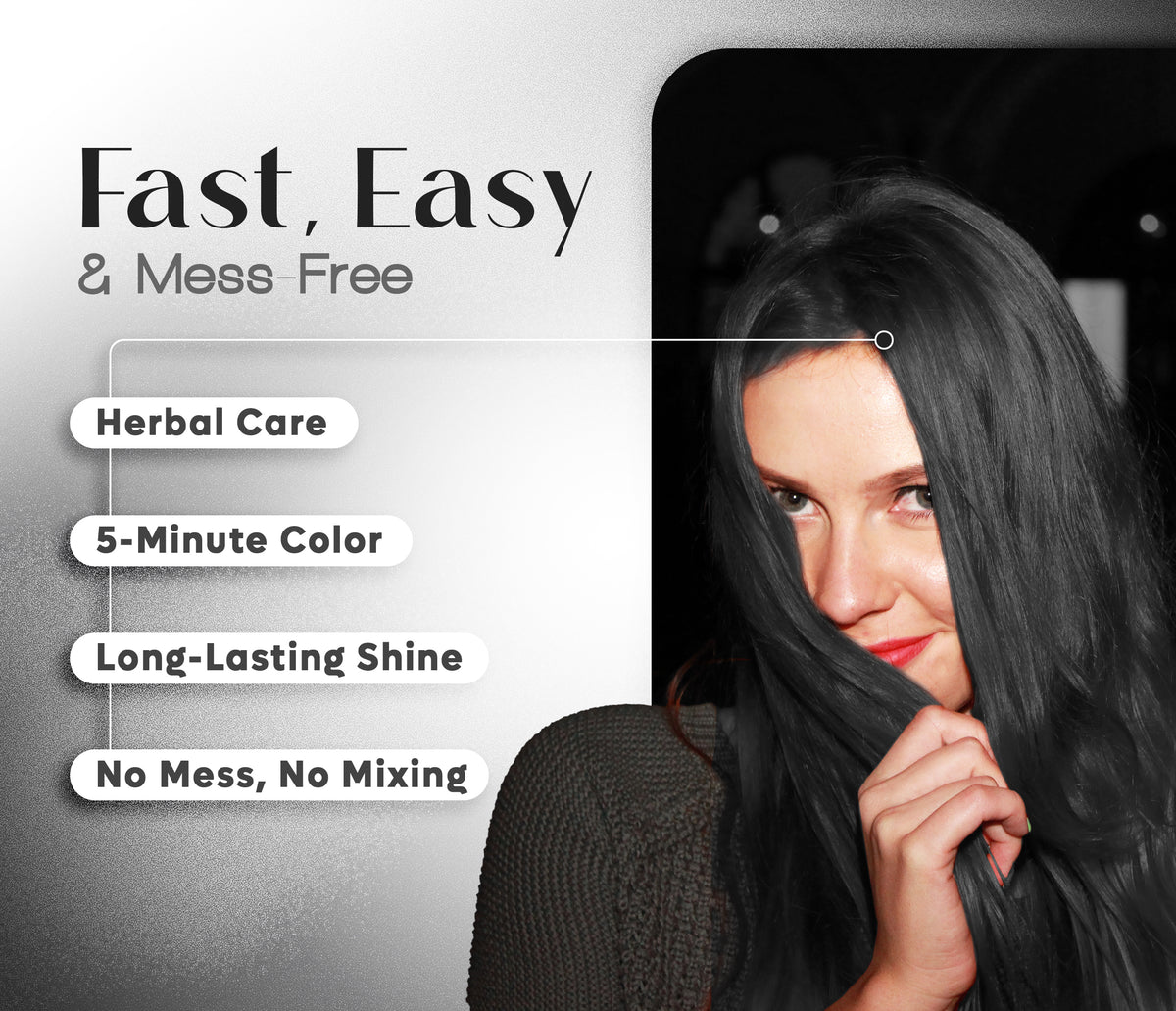 BLEST Hair Dye Shampoo Black – Quick Hair Coloring, 500 ml