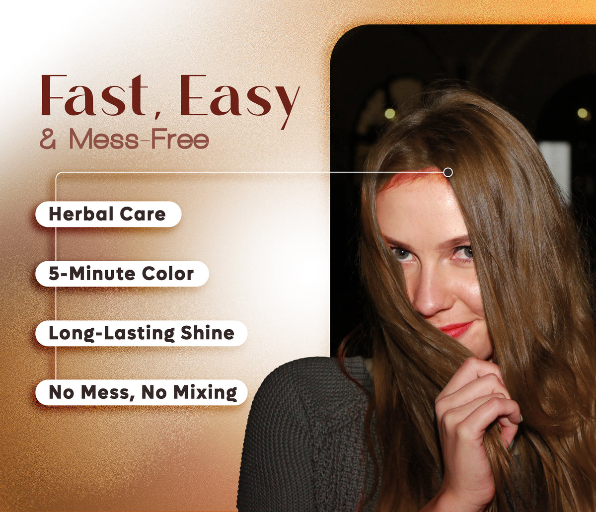 BLEST Hair Dye Shampoo Brown Gold – Quick Hair Coloring, 500 ml