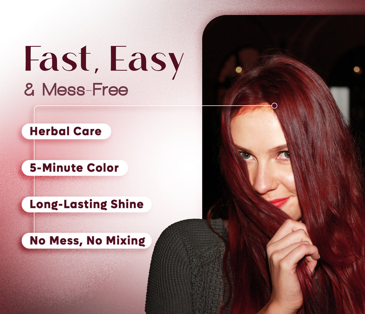 BLEST Hair Dye Shampoo Dark Red – Quick Hair Coloring, 500 ml
