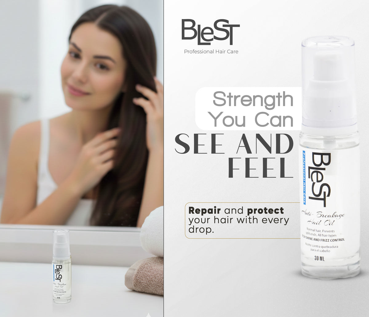 BLEST Anti-Breakage Hair Oil – Split End & Frizz Care, 30 ml