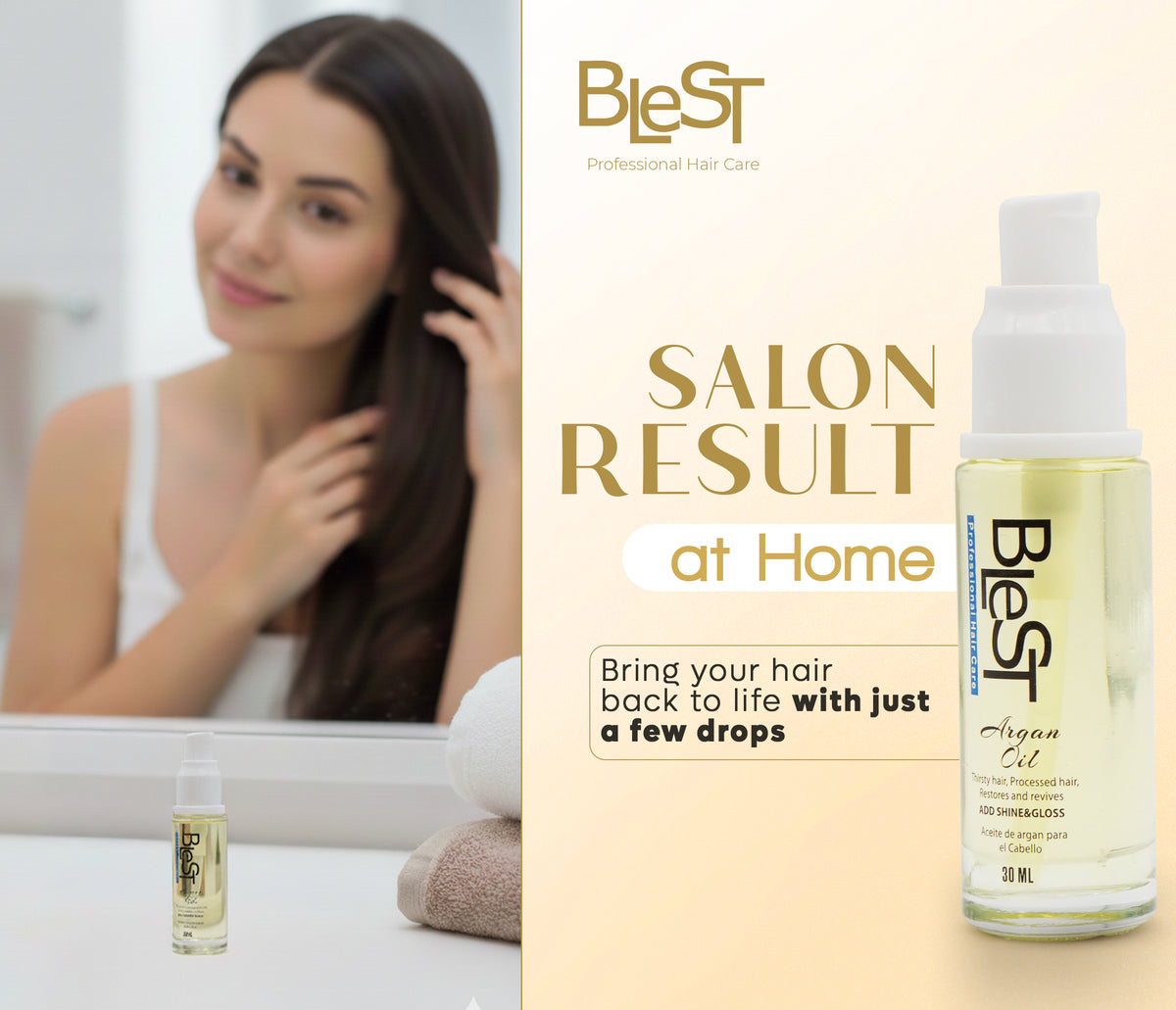 BLEST Argan Hair Oil – Shine & Dry Hair Care, 30 ml
