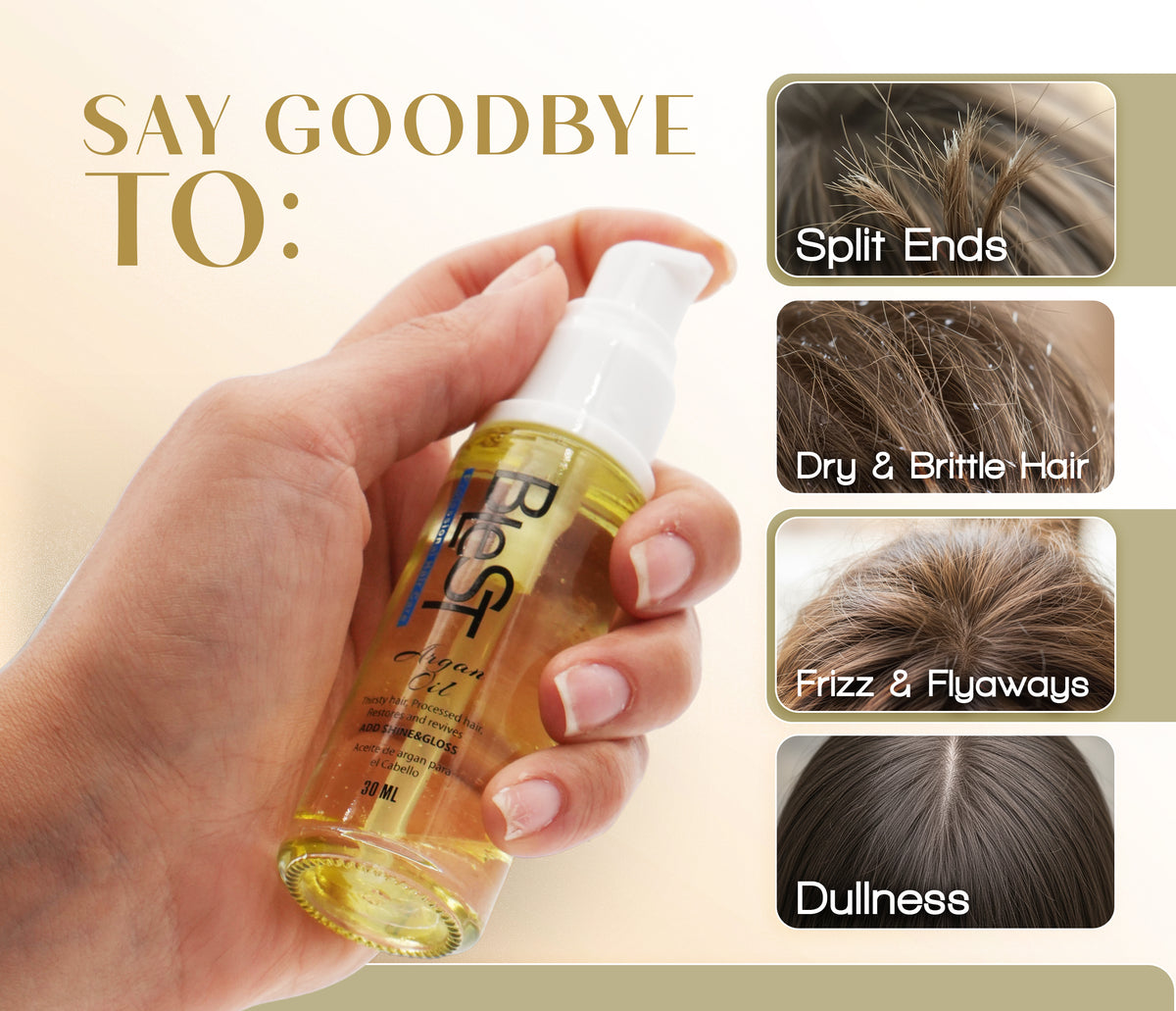 BLEST Argan Hair Oil – Shine & Dry Hair Care, 30 ml