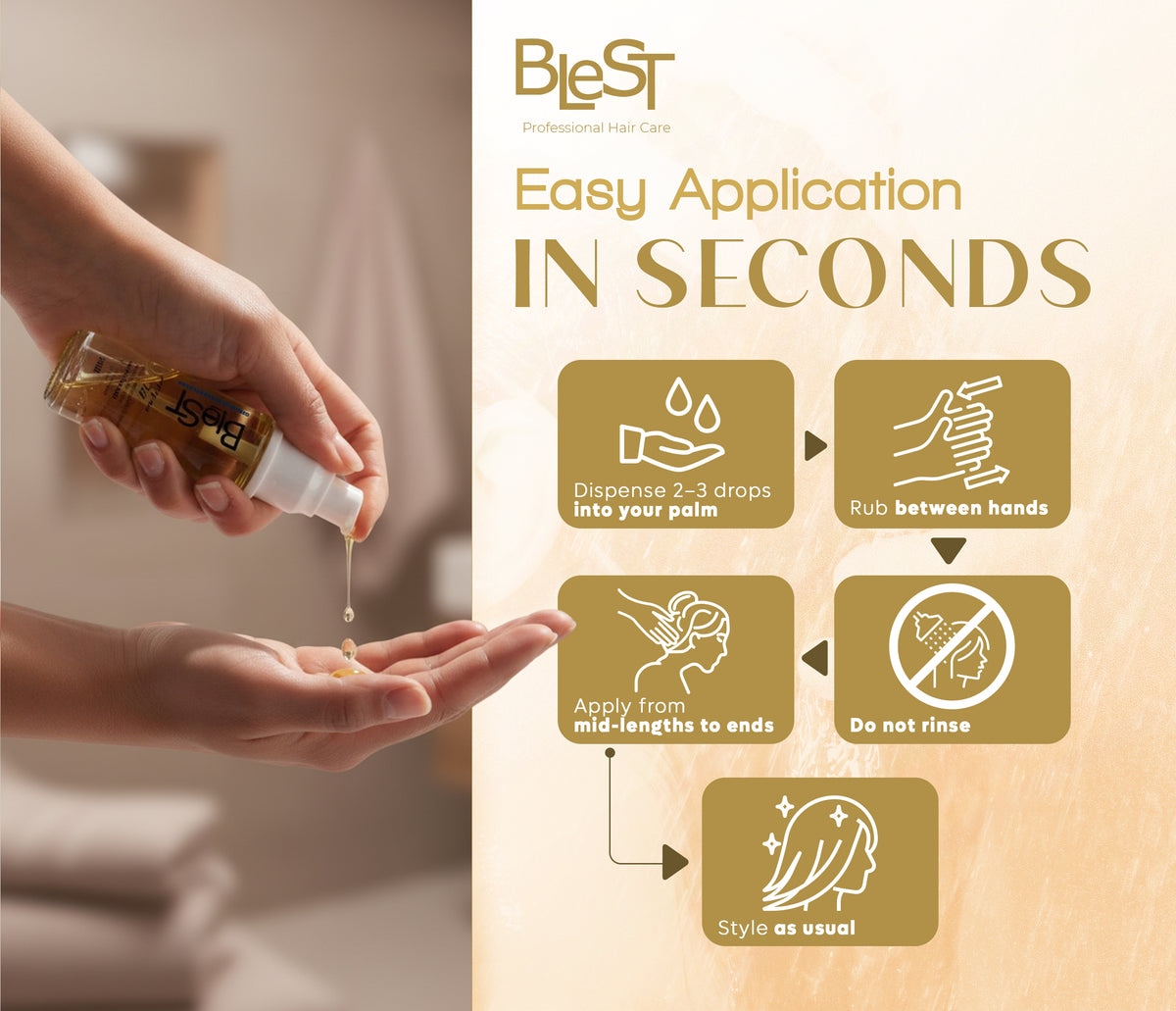 BLEST Argan Hair Oil – Shine & Dry Hair Care, 30 ml