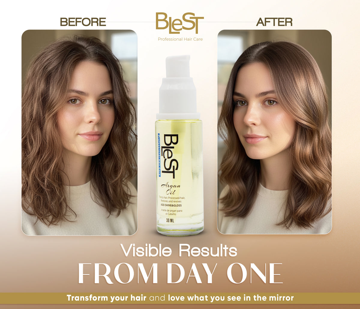 BLEST Argan Hair Oil – Shine & Dry Hair Care, 30 ml