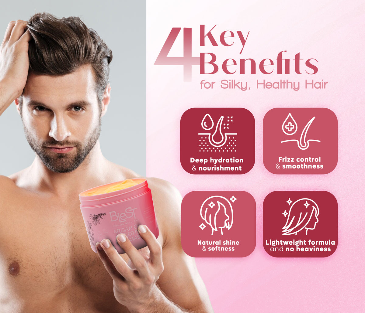 BLEST Argan Oil & Biotin Hair Mask – Deep Conditioning