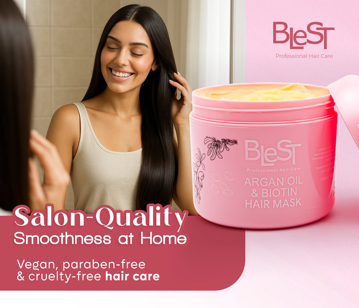 BLEST Argan Oil & Biotin Hair Mask – Deep Conditioning