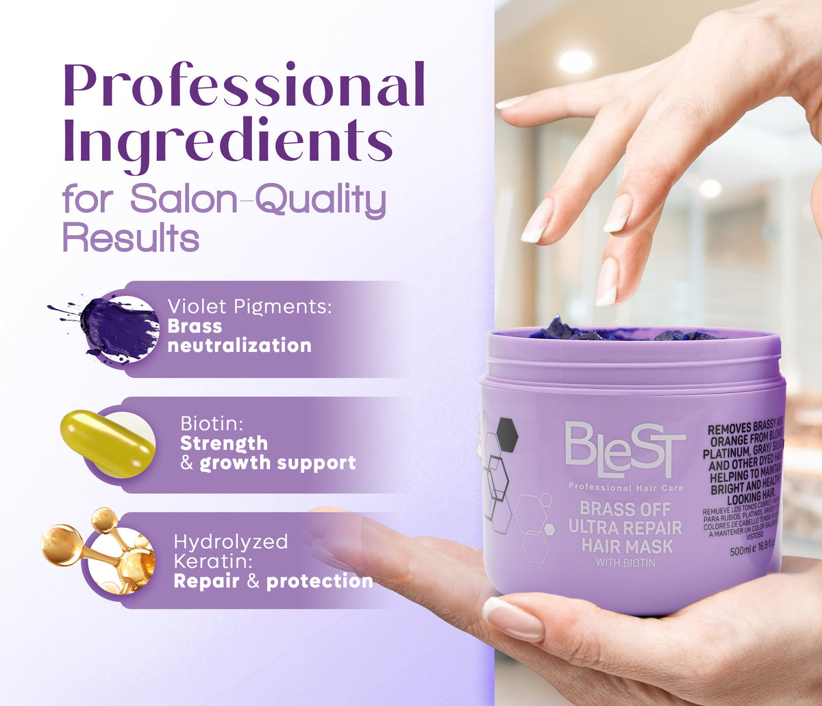 BLEST Brass Off Ultra Repair Hair Mask – Brassiness Neutralizing