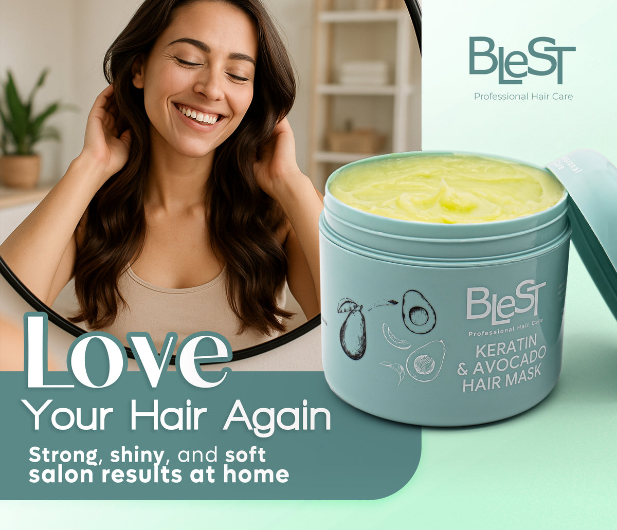 BLEST Keratin & Avocado Hair Mask – Hydration & Damage Repair