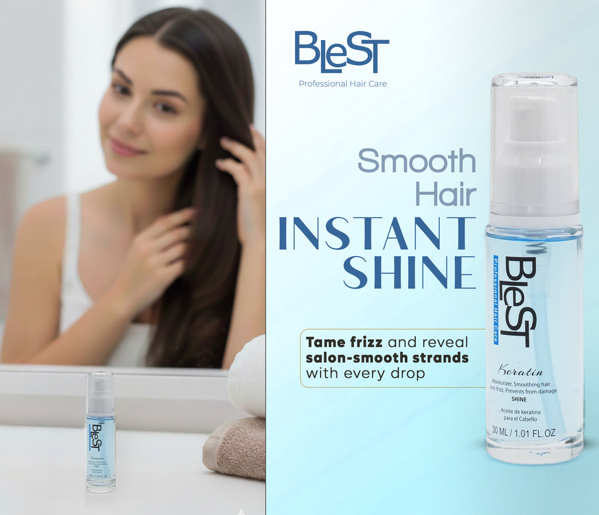 BLEST Keratin Hair Oil – Smoothing & Frizz Control, 30 ml