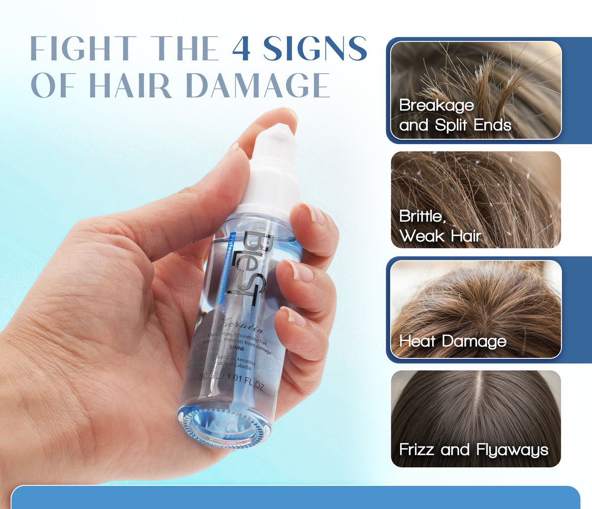 BLEST Keratin Hair Oil – Smoothing & Frizz Control, 30 ml