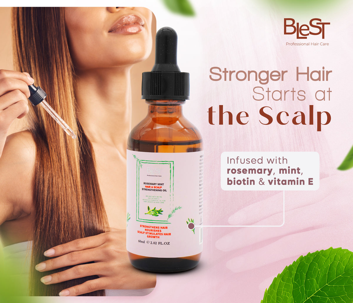 BLEST Rosemary Mint Hair & Scalp Oil – Scalp Nourishment, 60 ml