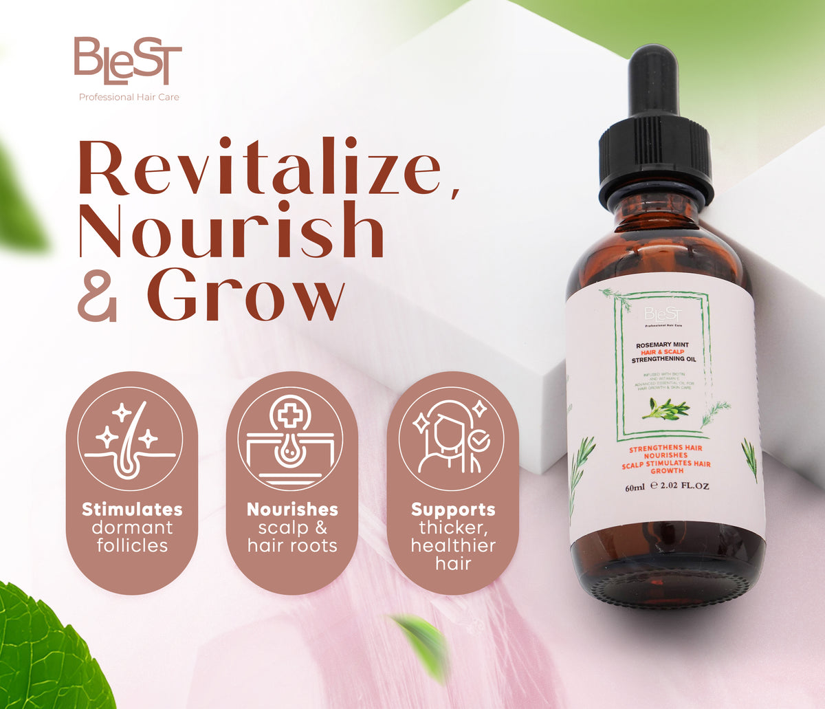 BLEST Rosemary Mint Hair & Scalp Oil – Scalp Nourishment, 60 ml