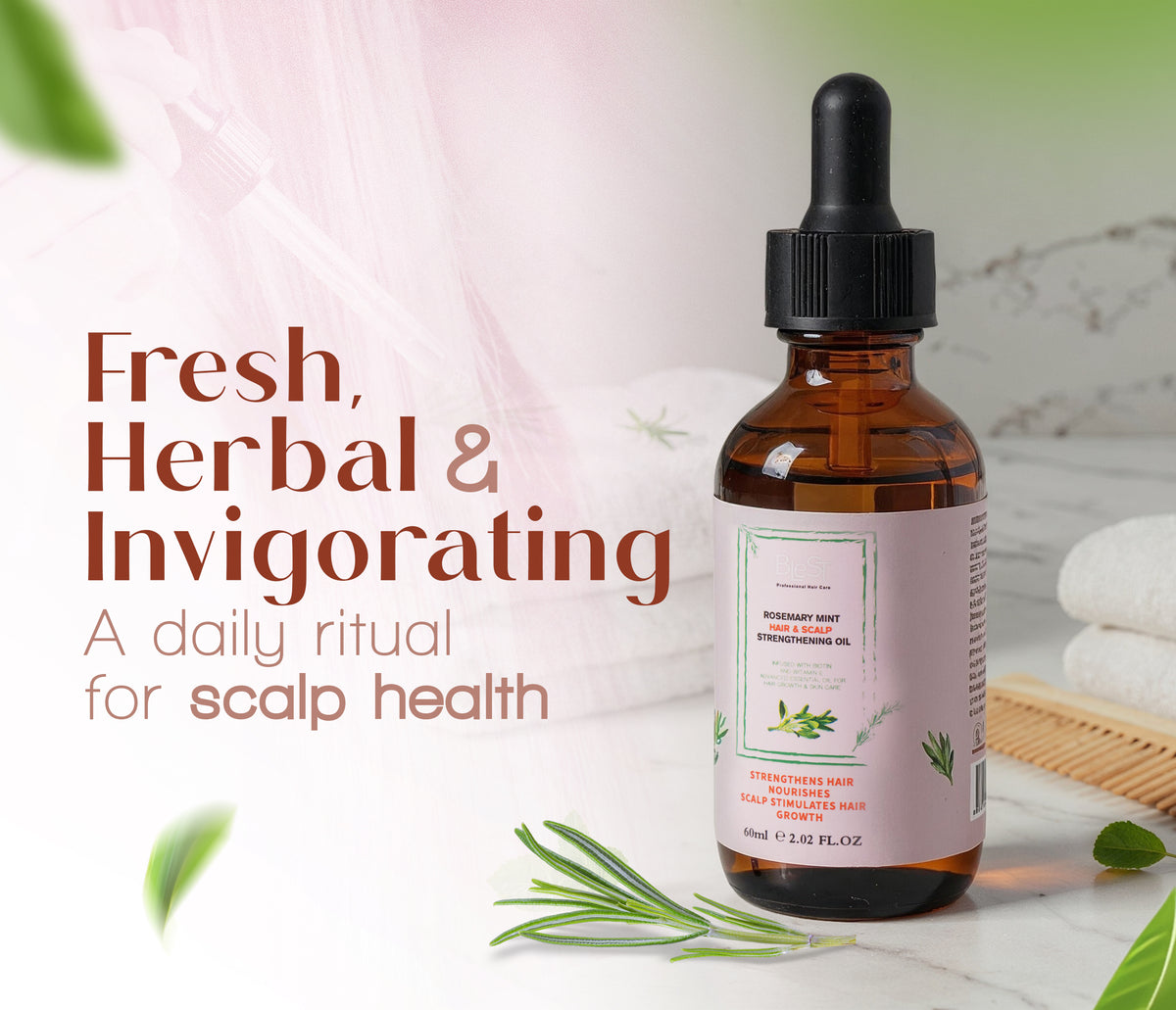 BLEST Rosemary Mint Hair & Scalp Oil – Scalp Nourishment, 60 ml