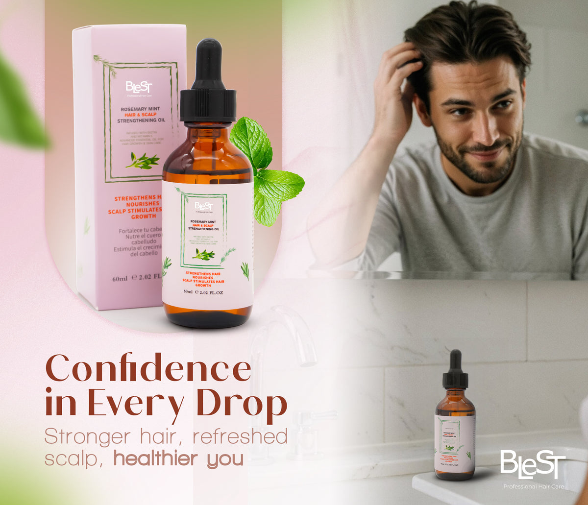 BLEST Rosemary Mint Hair & Scalp Oil – Scalp Nourishment, 60 ml