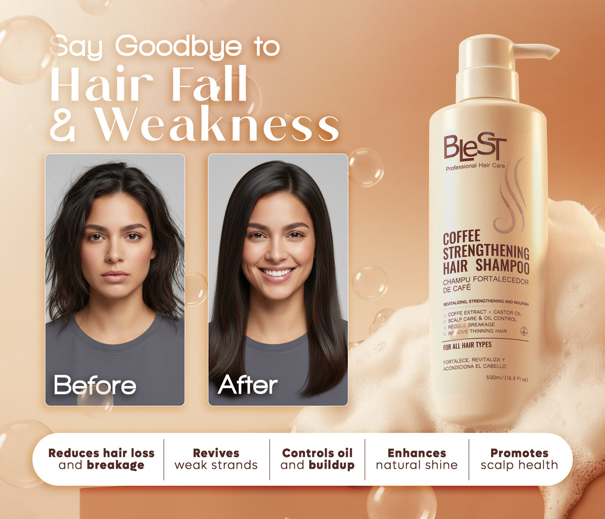BLEST Coffee Streightening Shampoo – Smoothing Hair Care