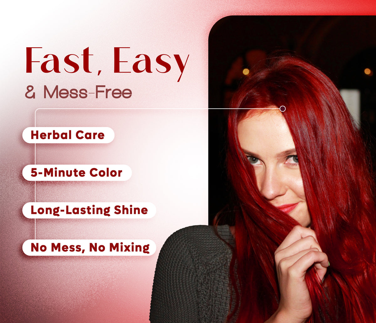 BLEST Hair Dye Shampoo Red – Quick Hair Coloring, 500 ml
