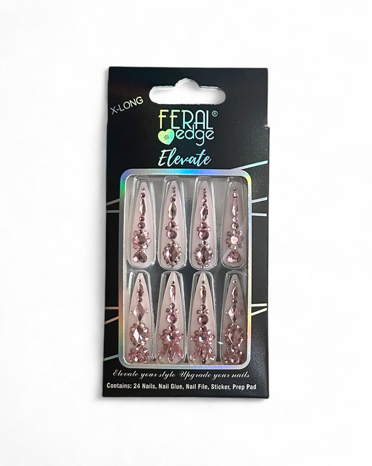 OBSESSED CLASSY PINK BEDAZZLE XTRA LONG NAILS