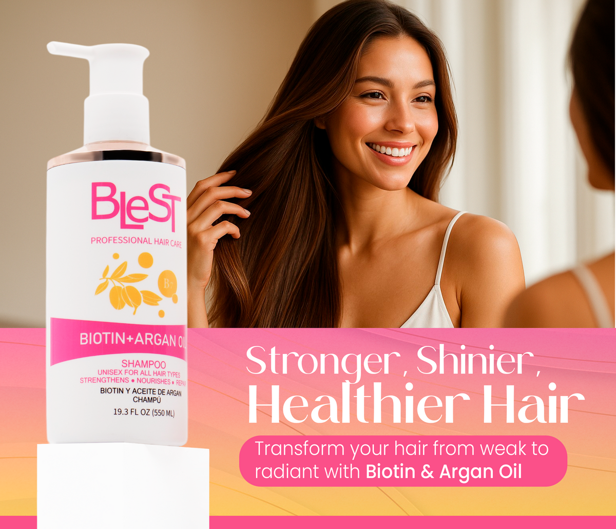 BLEST Biotin & Argan Oil Shampoo – Nourishing Hair Cleanse, 500 ml