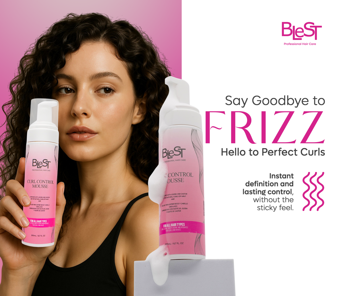 BLEST Curl Control Hair Mousse – Curl Definition & Hydration