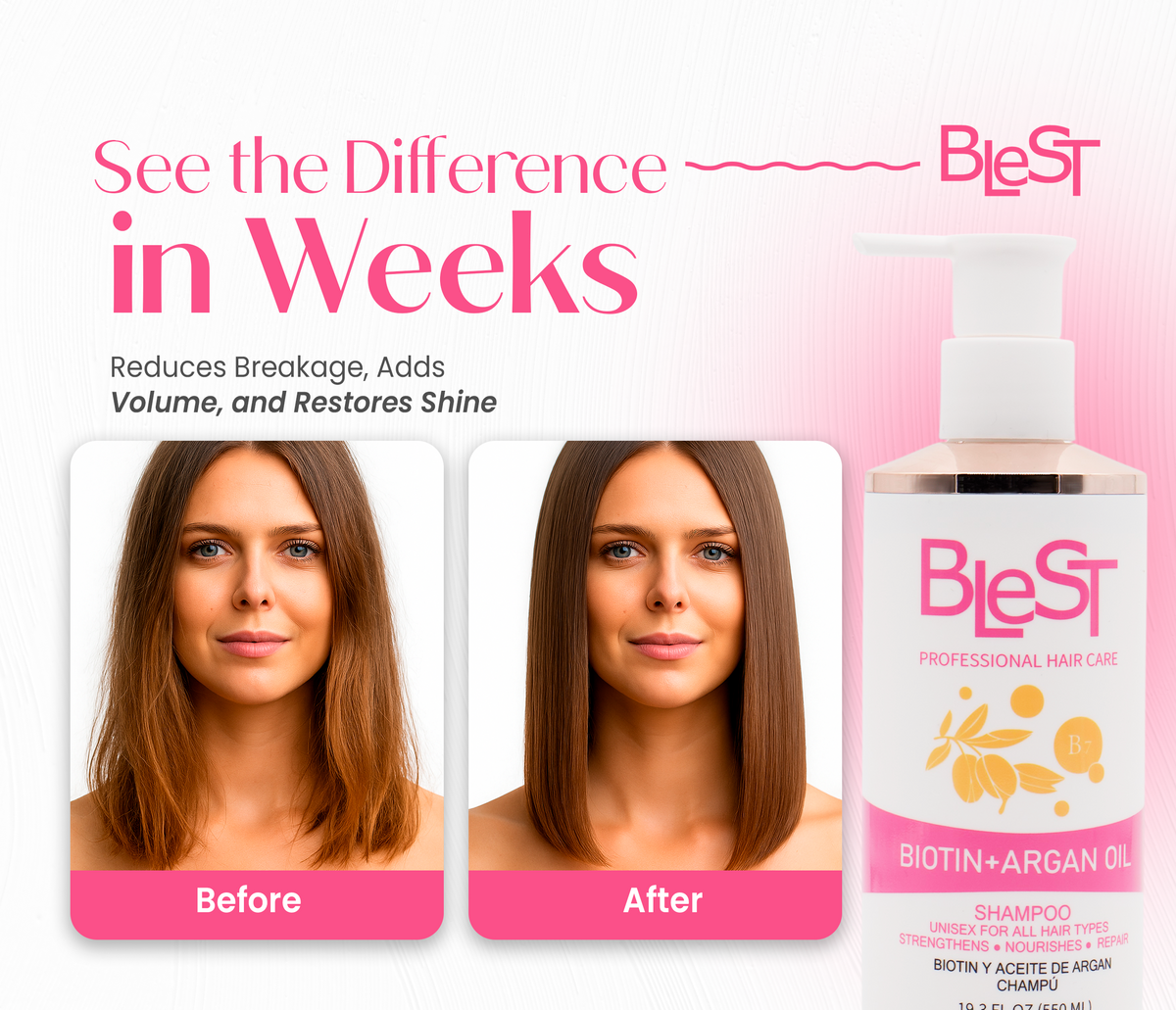 BLEST Biotin & Argan Oil Shampoo – Nourishing Hair Cleanse, 500 ml
