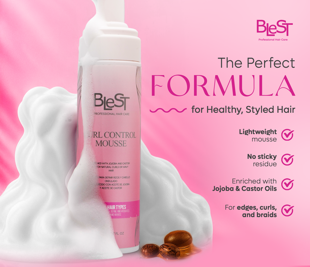 BLEST Curl Control Hair Mousse – Curl Definition & Hydration