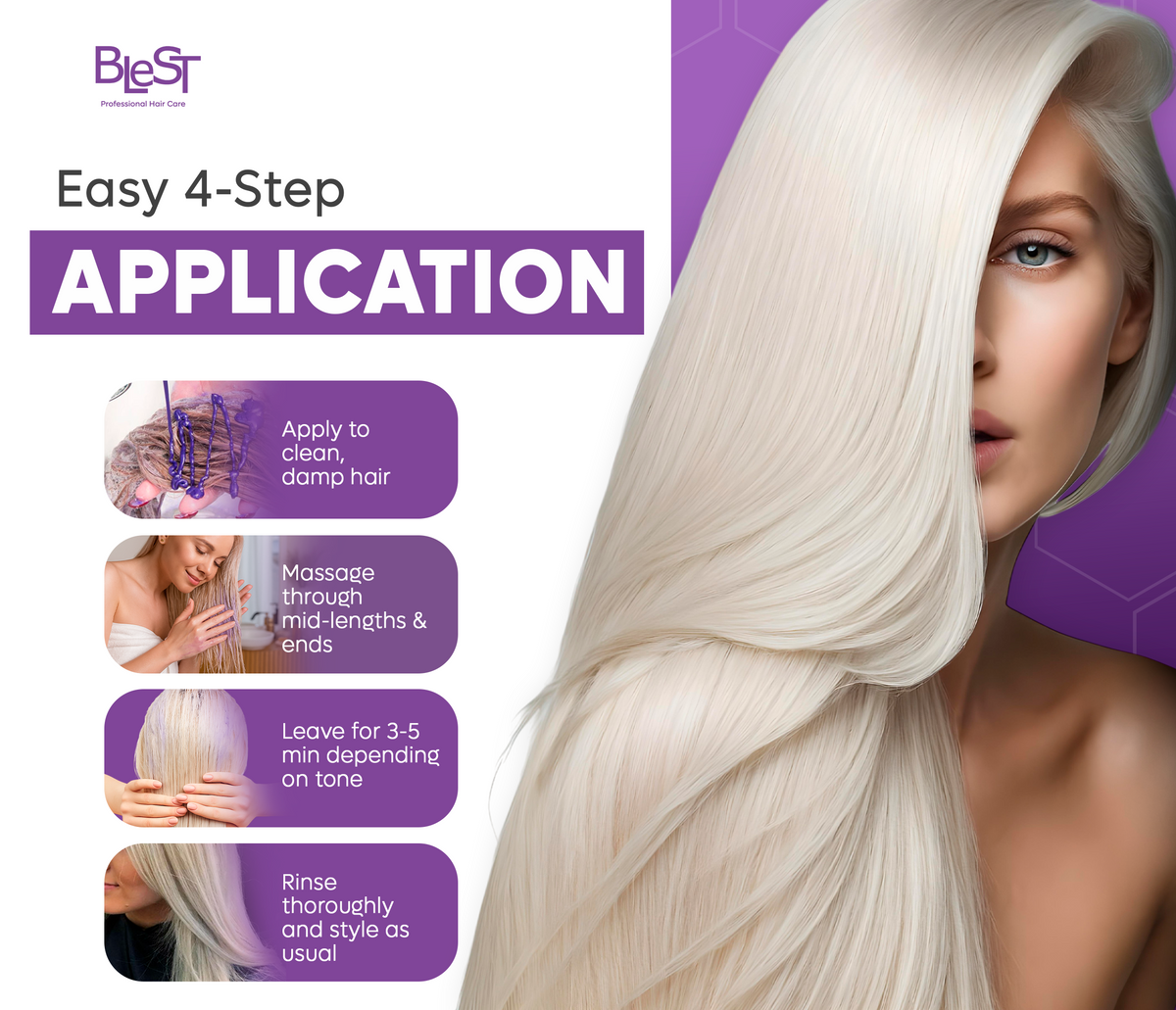 BLEST Purple Conditioner – Blonde & Gray Hair Toning, 500 ml