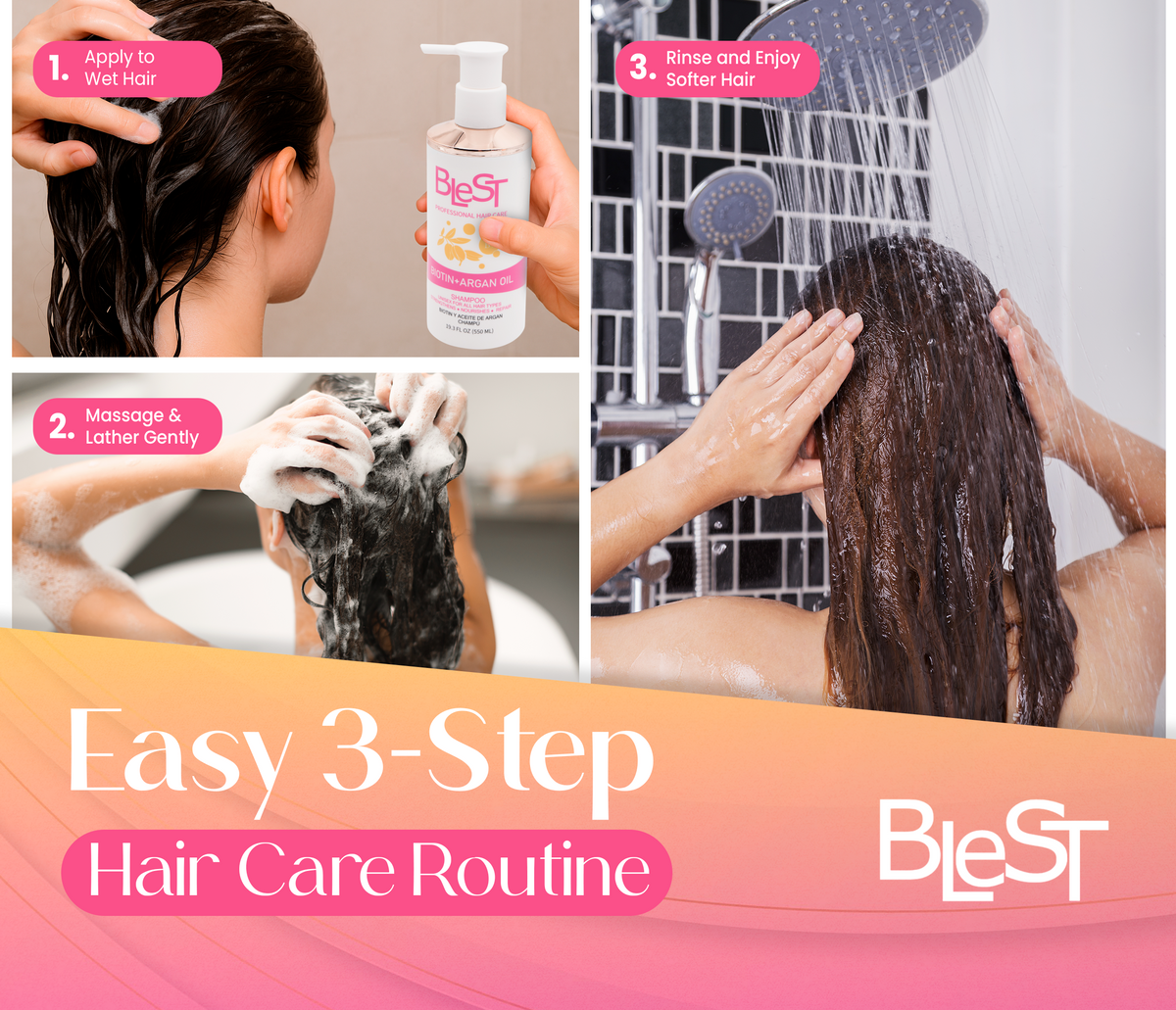 BLEST Biotin & Argan Oil Shampoo – Nourishing Hair Cleanse, 500 ml