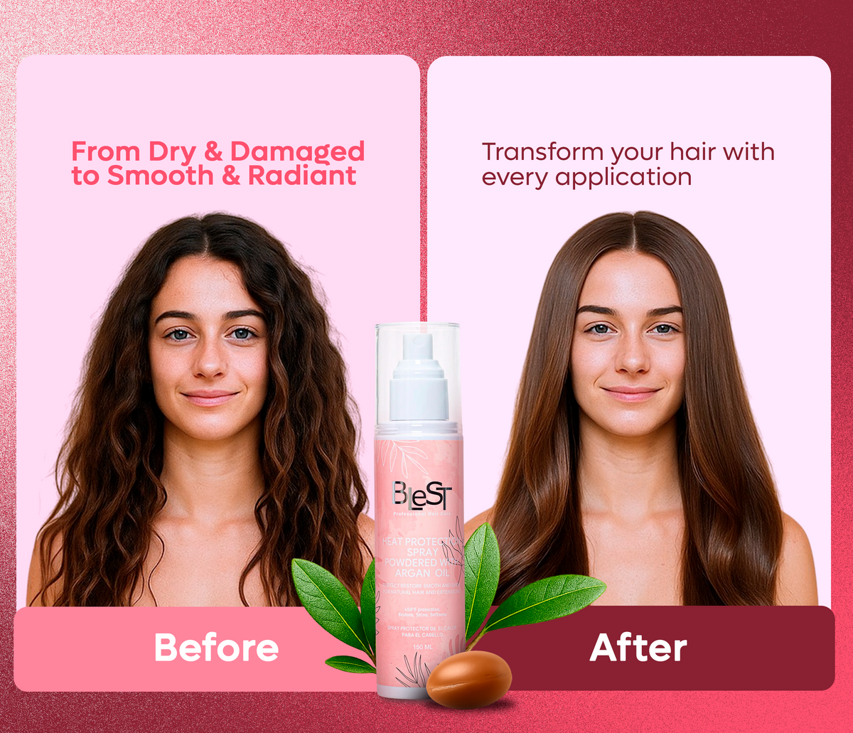 BLEST Argan Oil Heat Protection Spray – Heat Styling Care, 150 ml