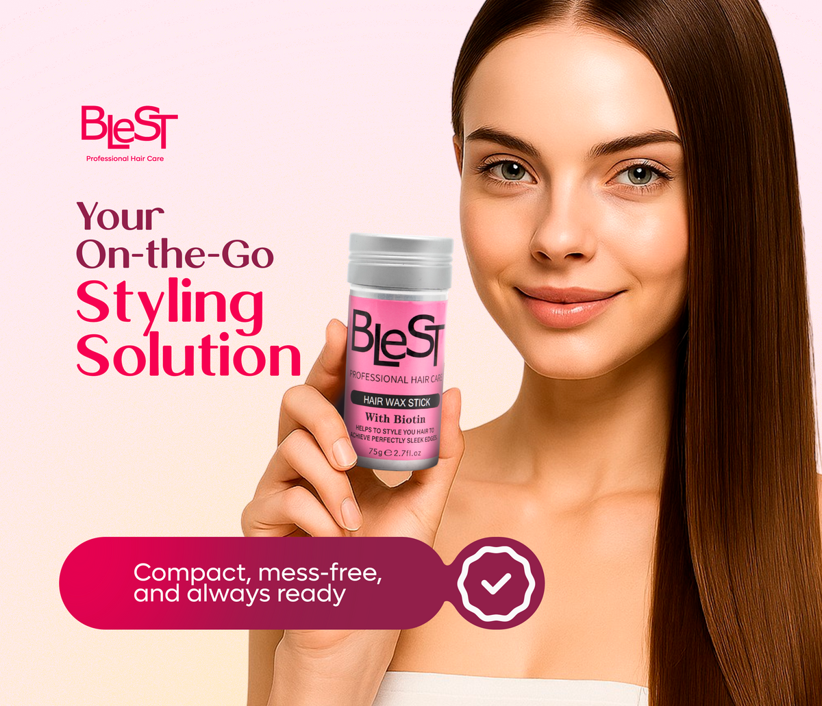 BLEST Hair Wax Stick with Avocado Extract – Sleek Edges & Flyaway Control