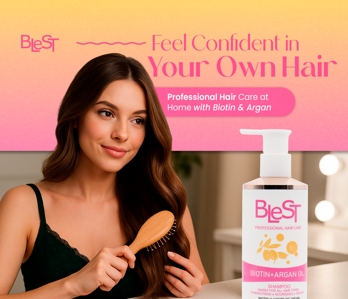 BLEST Biotin & Argan Oil Shampoo – Nourishing Hair Cleanse, 500 ml