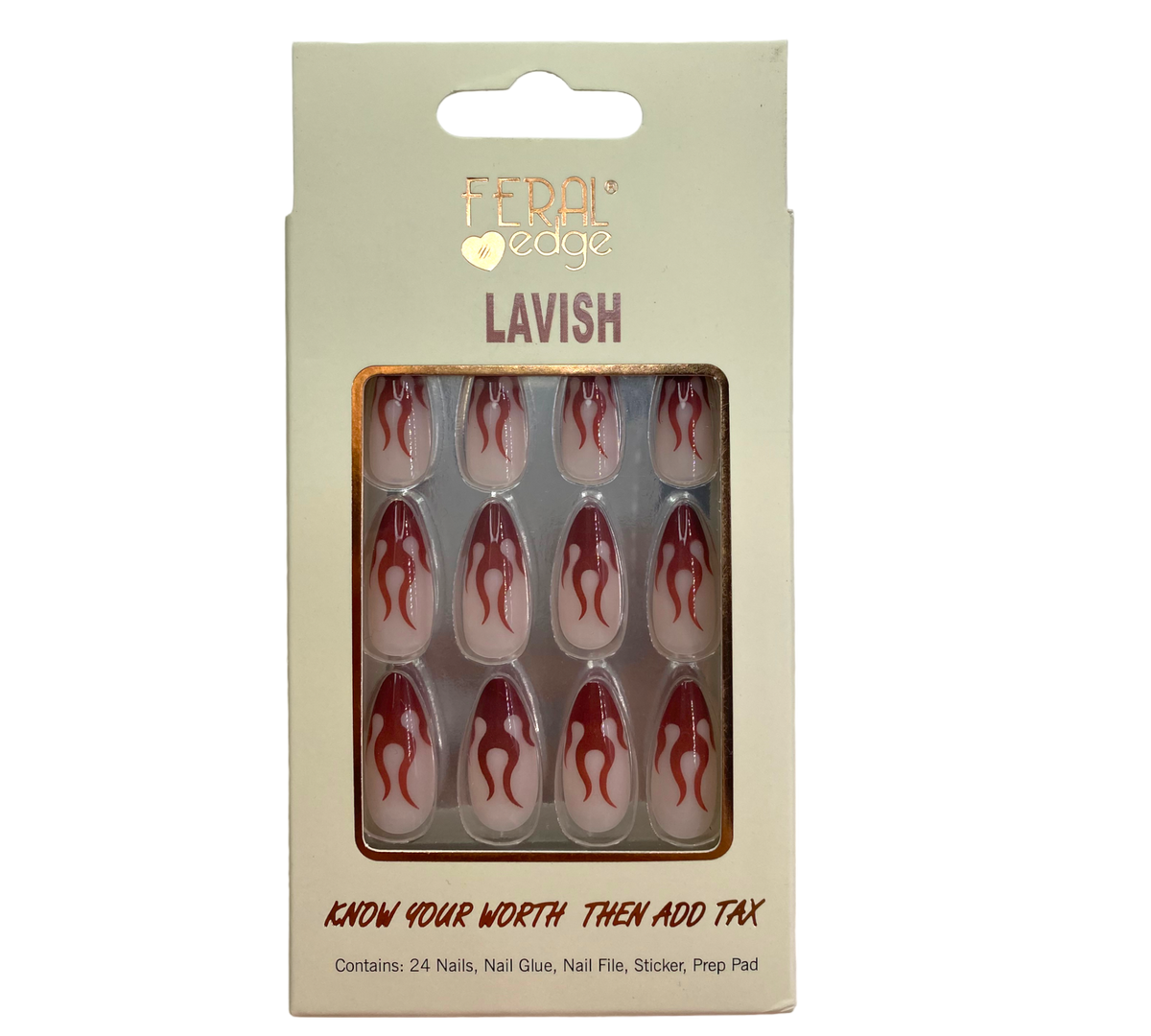 Earth Fire French Almond Shape Nails