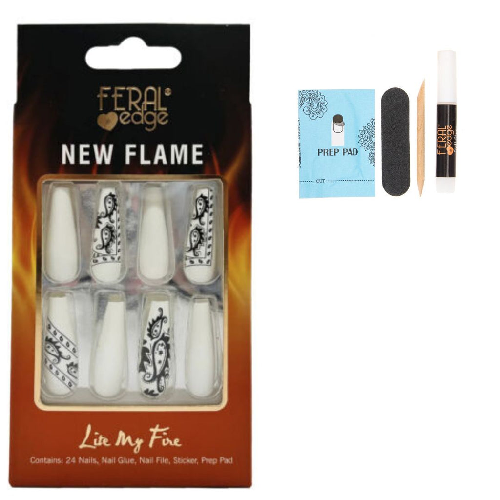 NEW FLAME SNOW BANDANA LONG NAIL SET