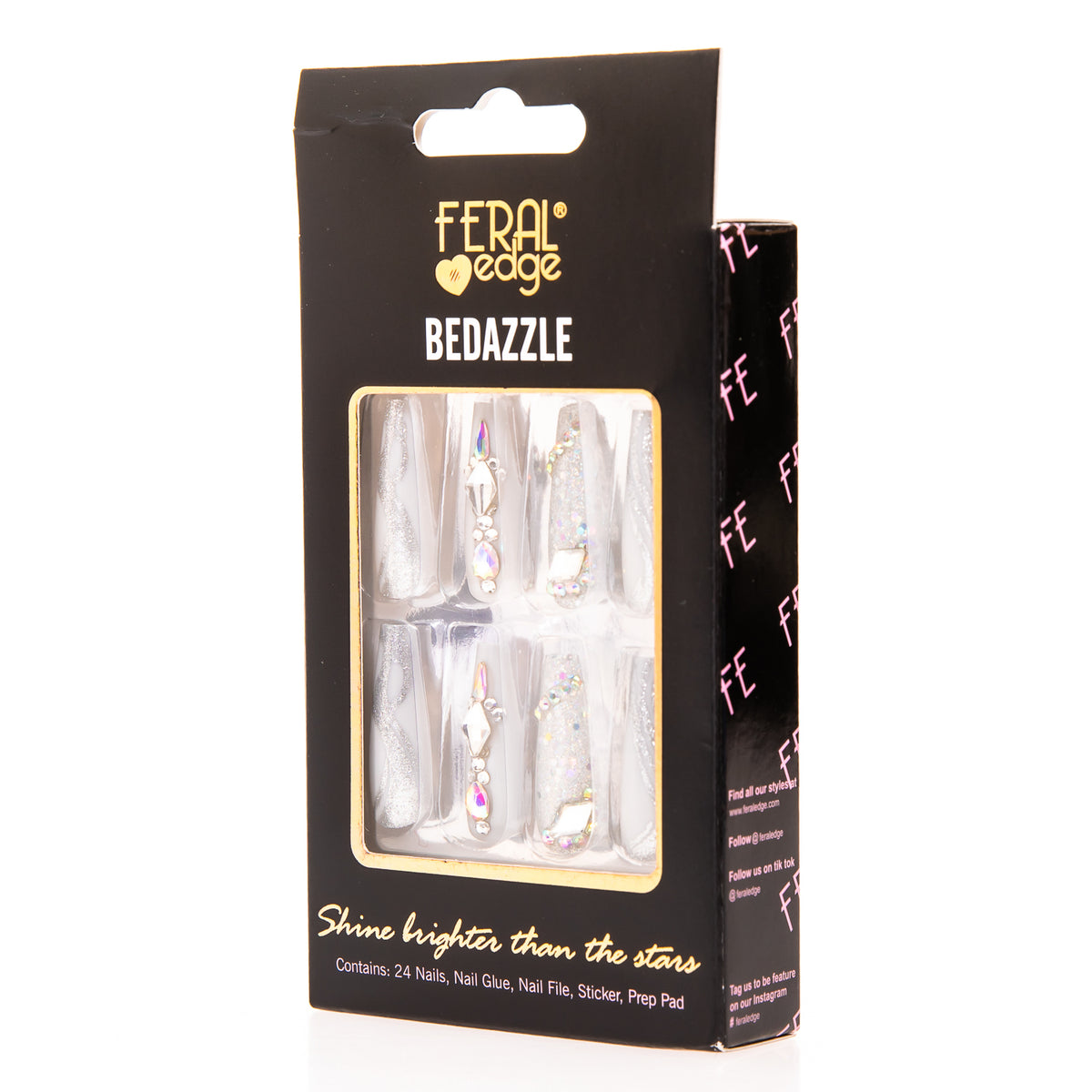 BEDAZZLE ANGELIC CLEAR GLITZY LONG NAIL SET