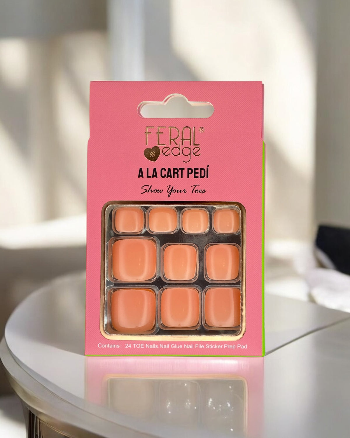 PEACH PRESS ON TOE NAILS