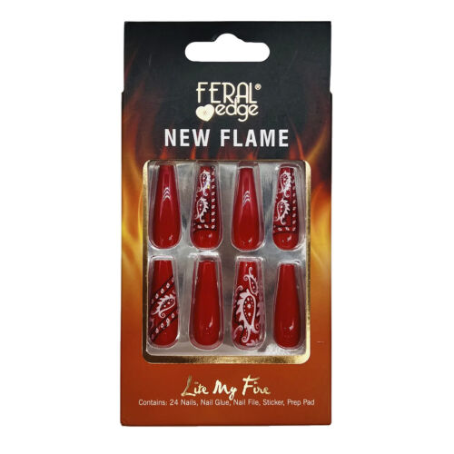 NEW FLAME FIRE BANDANA LONG NAIL SET