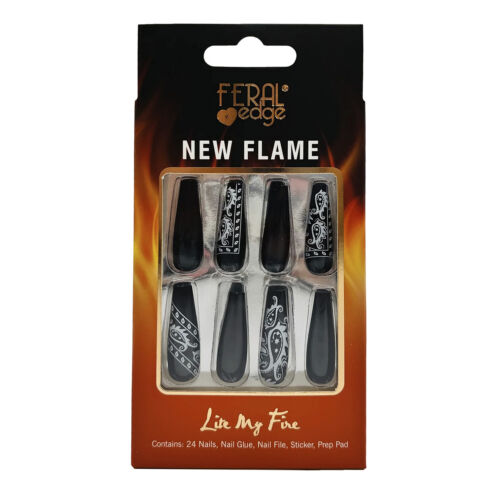 NEW FLAME GOTH BANDANA COFFIN NAIL SET