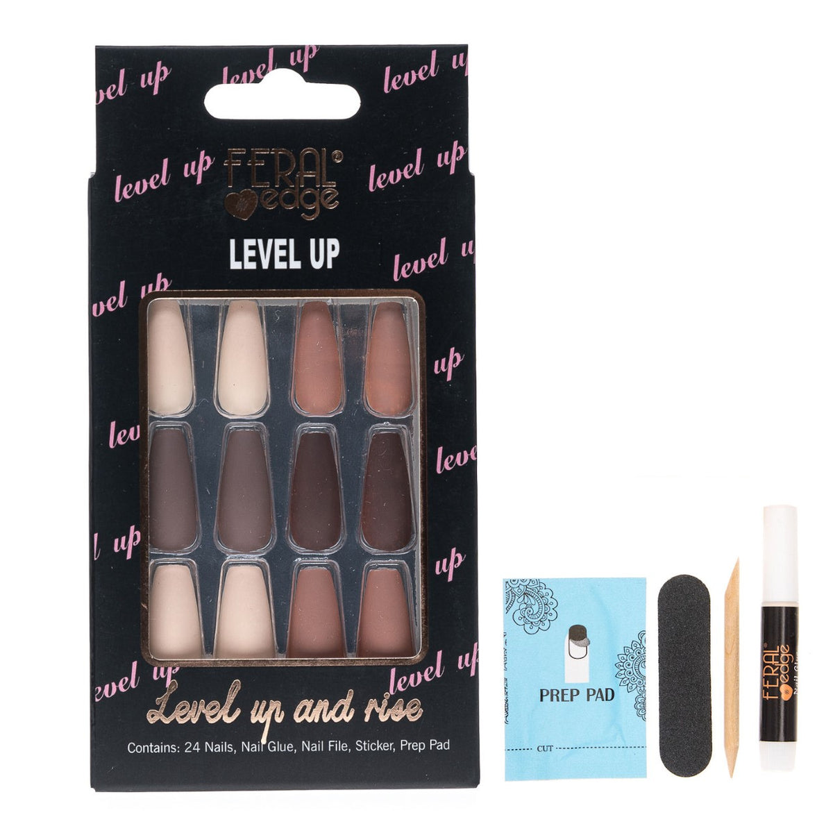 LEVEL UP MATTE DESERT COFFIN NAILS SET