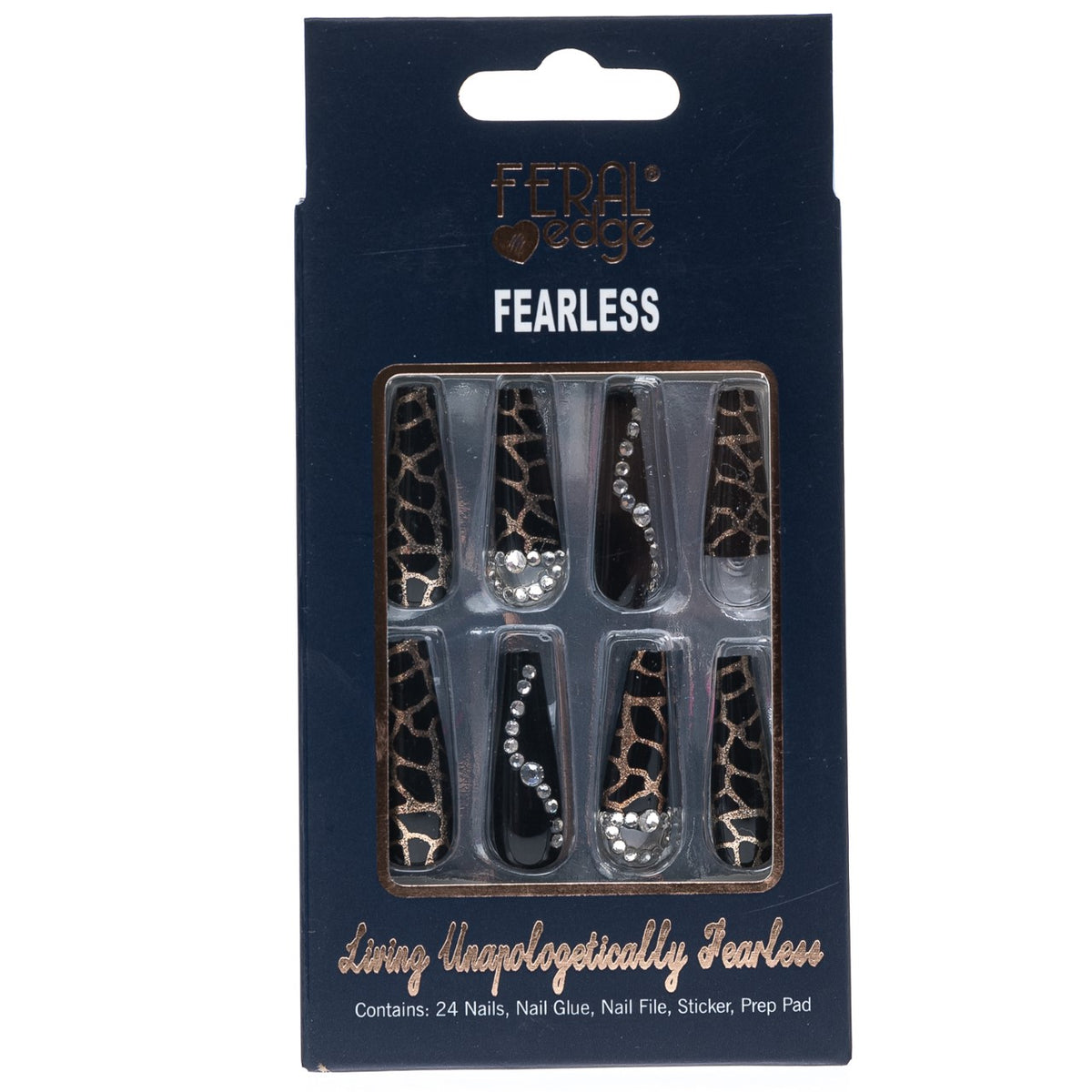 FEARLESS GOLD SAFARI QUEEN COFFIN NAIL SET