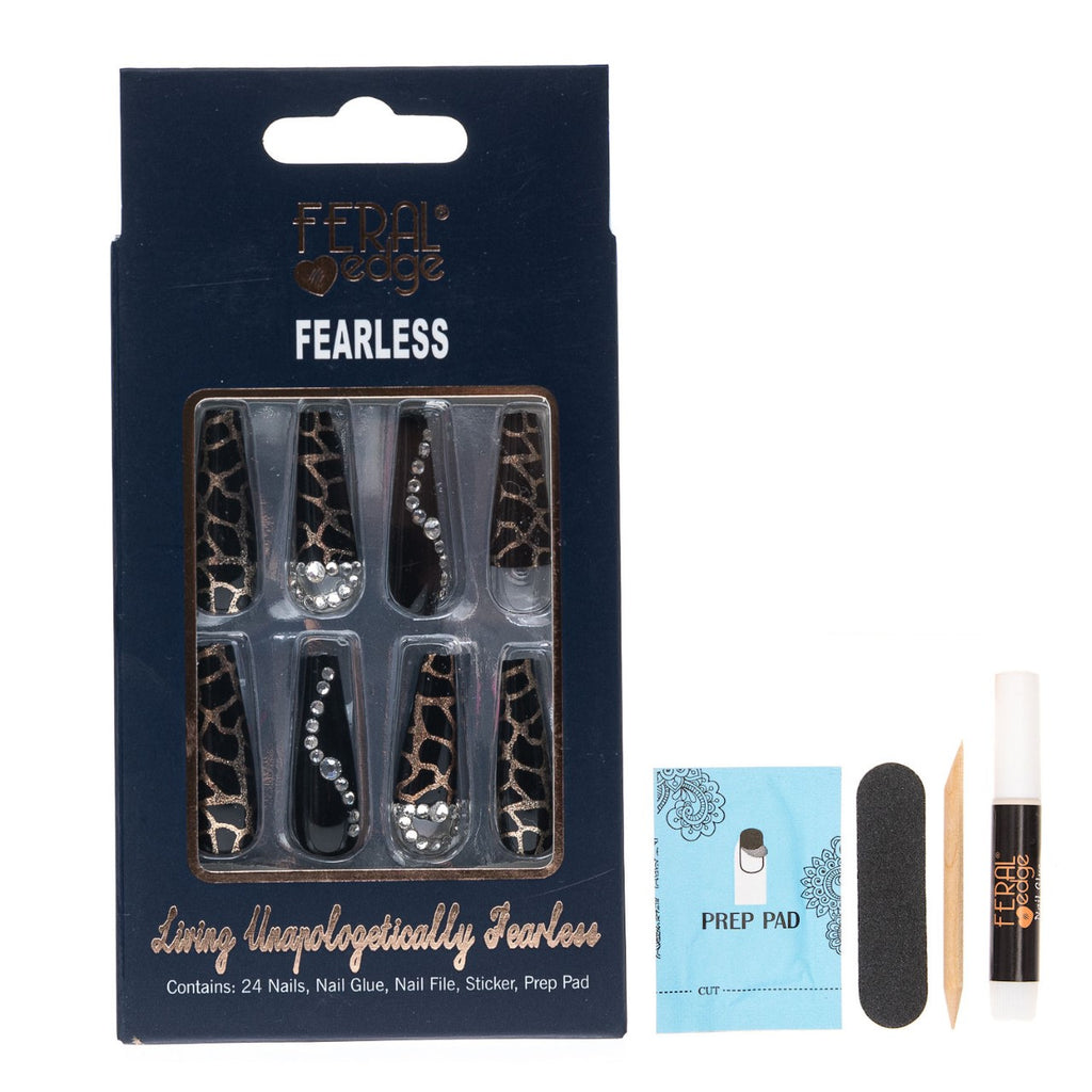 FEARLESS GOLD SAFARI QUEEN COFFIN NAIL SET