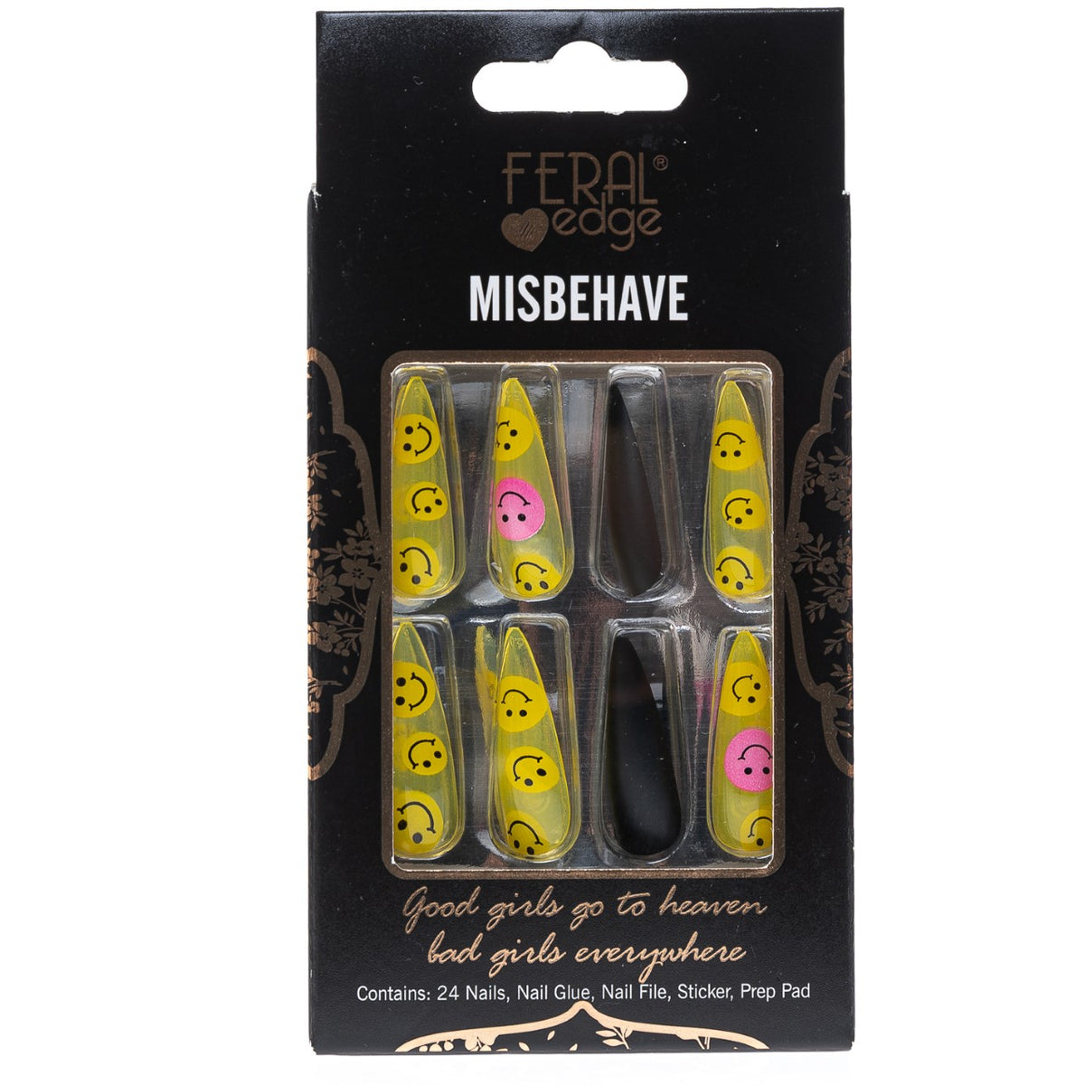 MISBEHAVE HAPPY SMILEY LONG NAIL SET