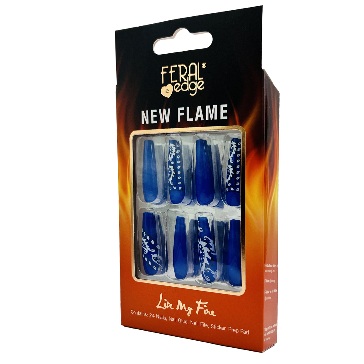 NEW FLAME AZURE BANDANA LONG NAIL SET