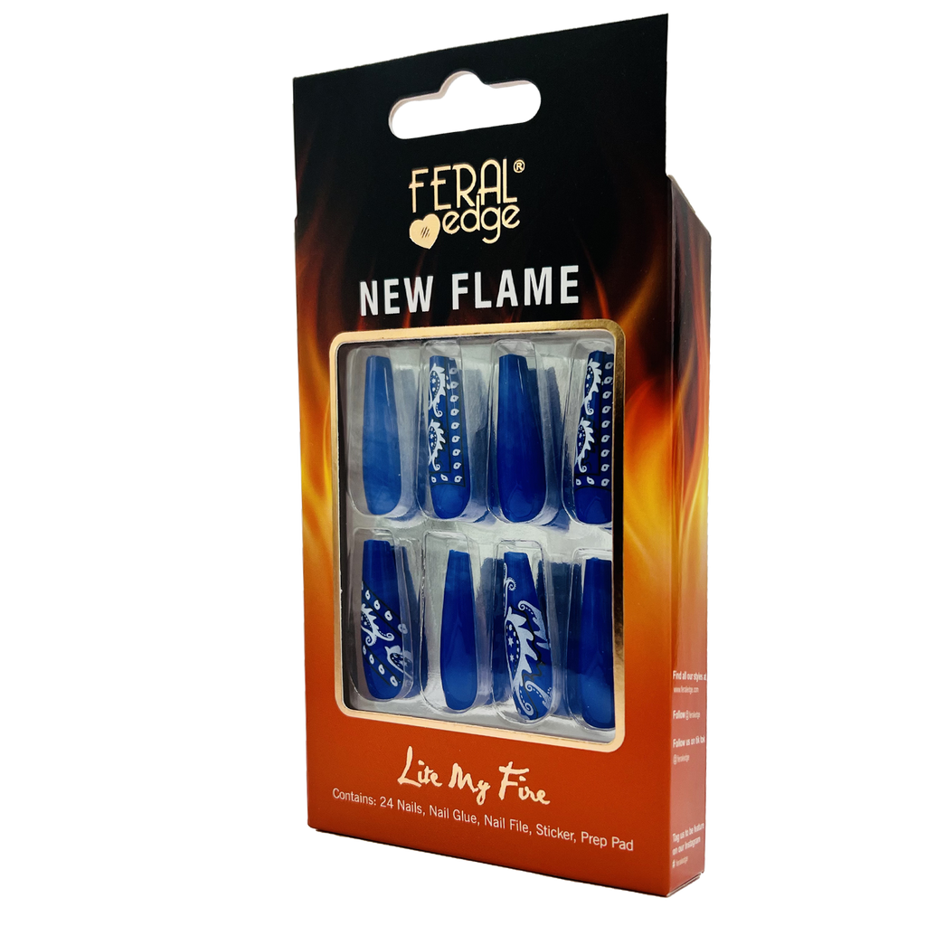 NEW FLAME AZURE BANDANA LONG NAIL SET