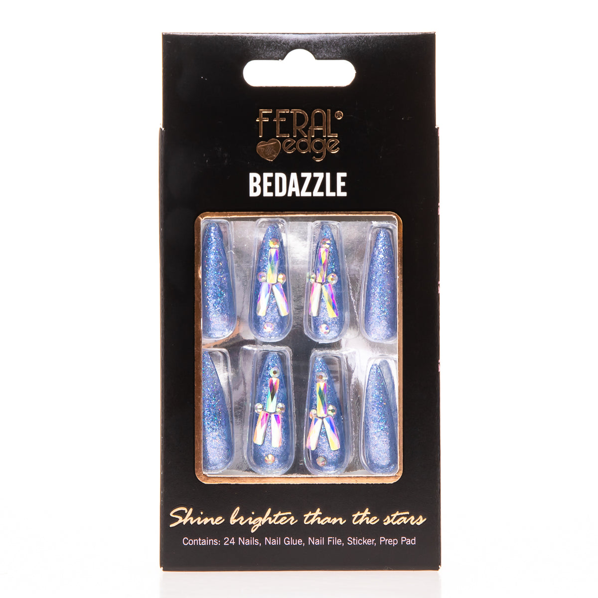 BEDAZZLE ICE BLUE GLITZY NAIL SET