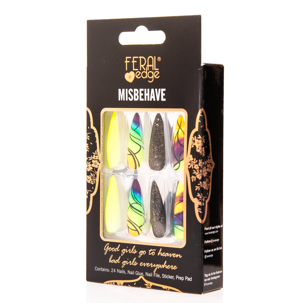 MISBEHAVE ELECTRIC NEON NIGHTS LONG NAIL SET