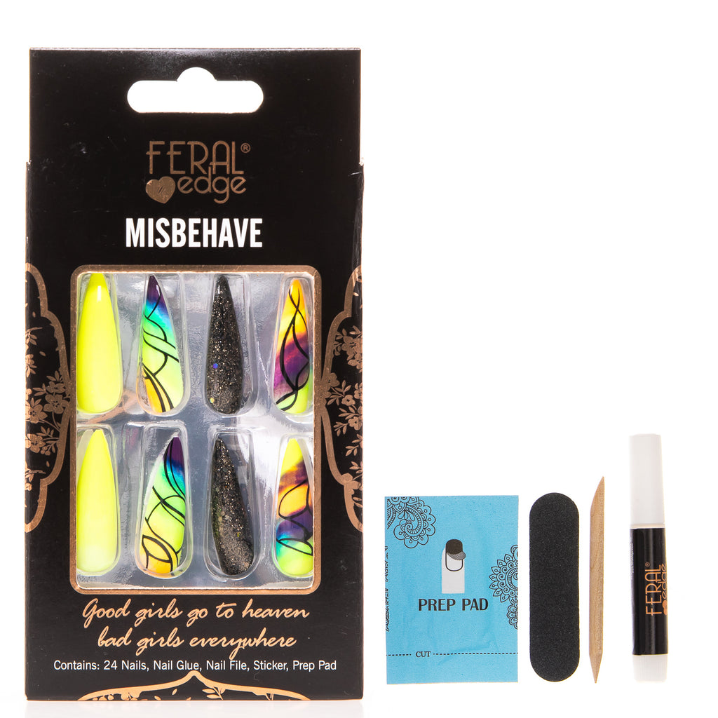 MISBEHAVE ELECTRIC NEON NIGHTS LONG NAIL SET