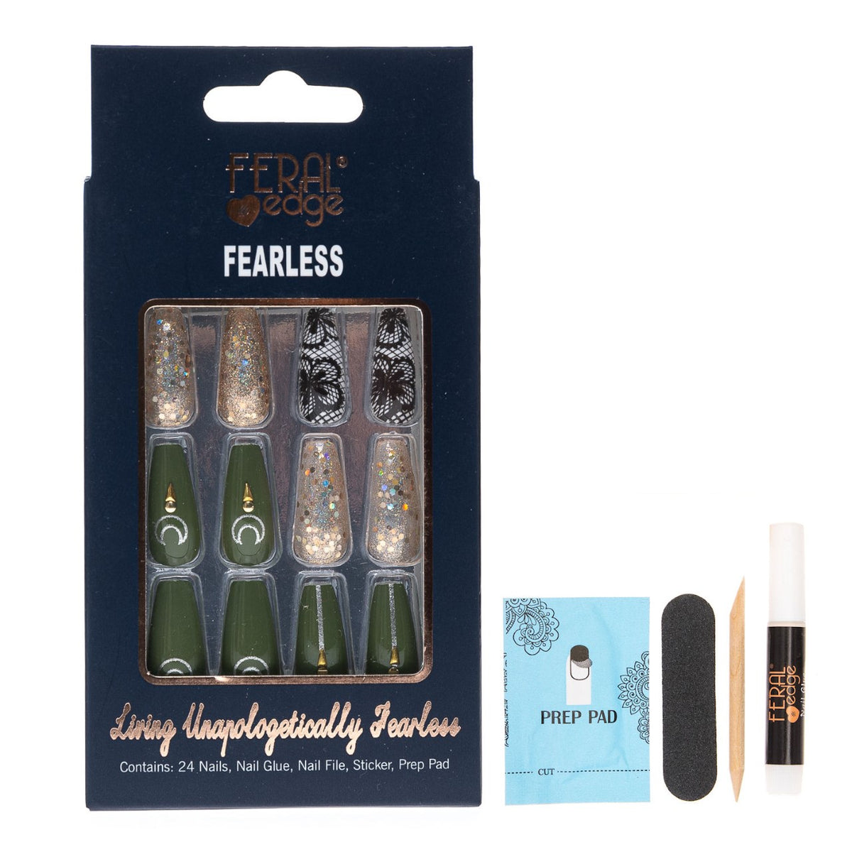 FEARLESS VICTORIAN MOON LIGHT MEDIUM COFFIN NAIL SET