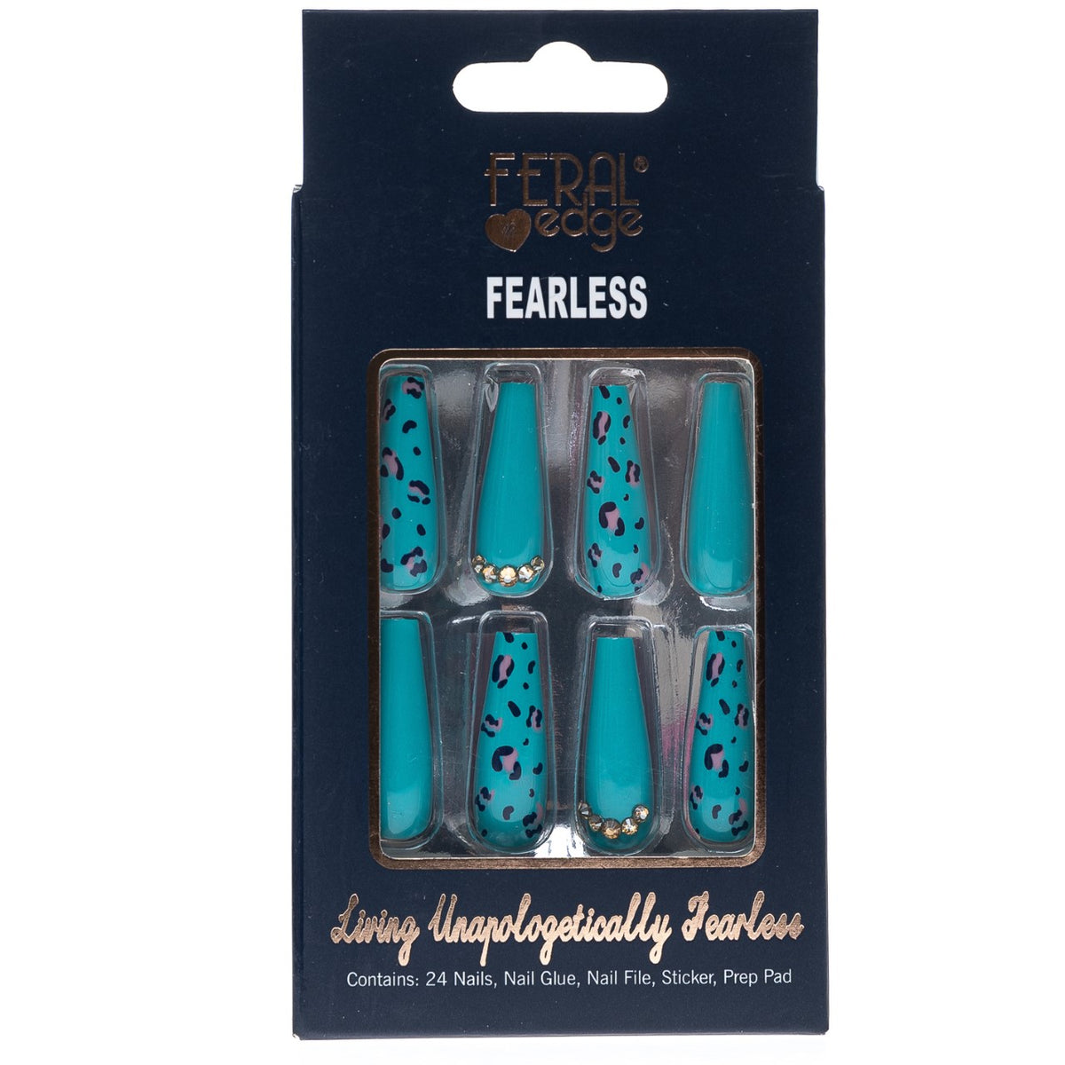 FEARLESS AQUA KITTEN COFFIN NAIL SET